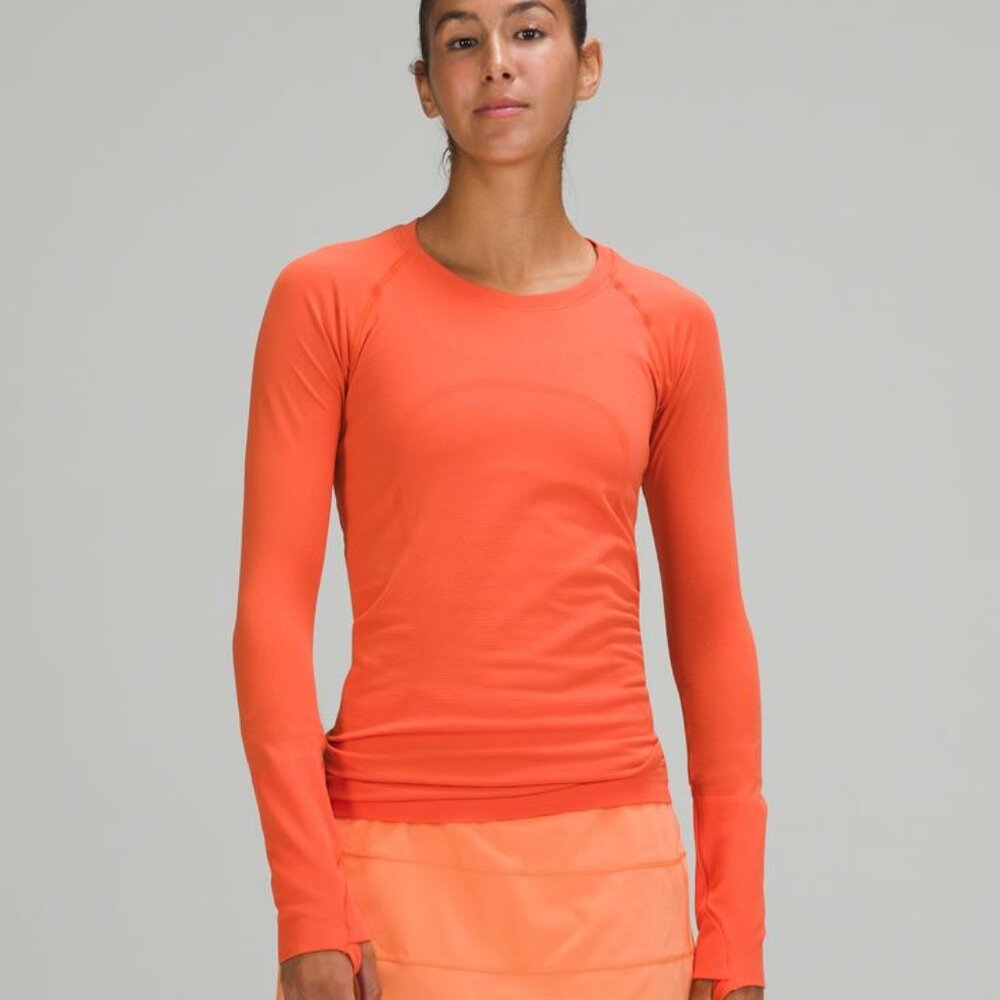 Orange Lululemon Swiftly Tech Long sleeve size 6